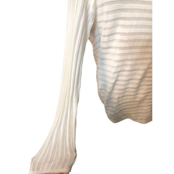 Cache white long sleeved ribbed knit pullover style sweater with cowl neck. Size - Picture 5 of 11